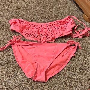 Xhilaration Coral Bikini Set with Cutout Details